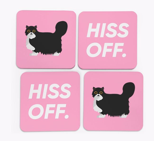 'Hiss Off' - Personalized {breedFullName} Coasters (Set of 4)