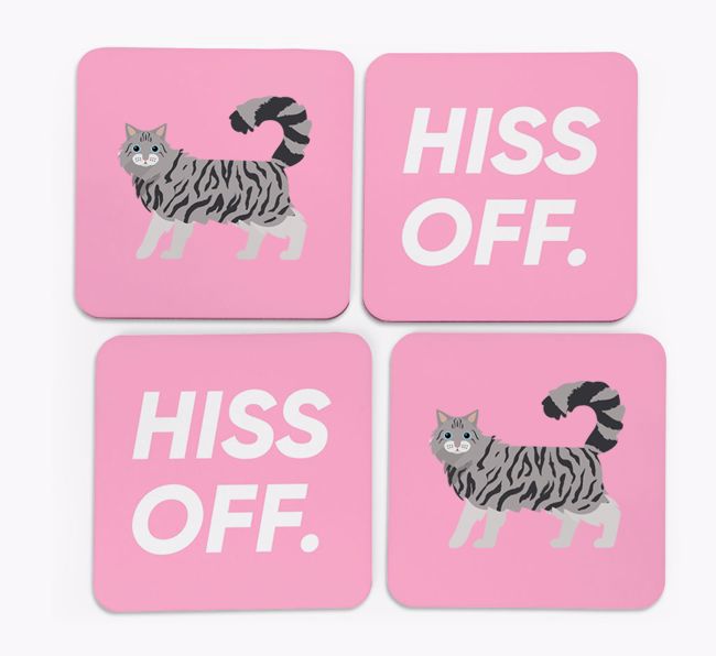 'Hiss Off' - Personalised {breedFullName} Coasters (Set of 4)