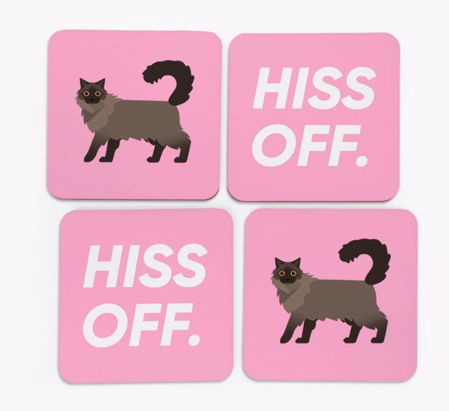 'Hiss Off' - Personalised {breedFullName} Coasters (Set of 4)