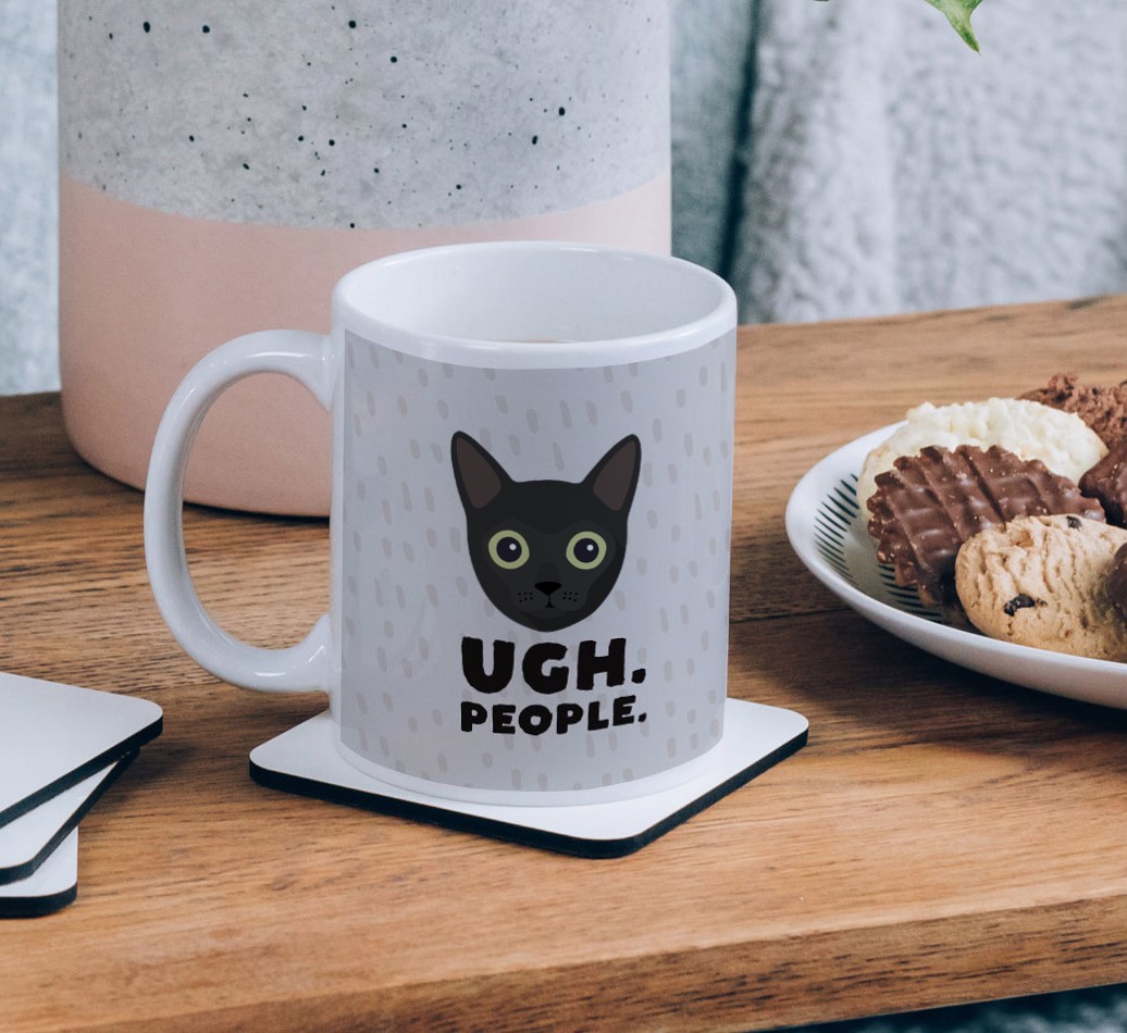 Ugh, People: Personalised {breedCommonName} Mug - on a coffee table