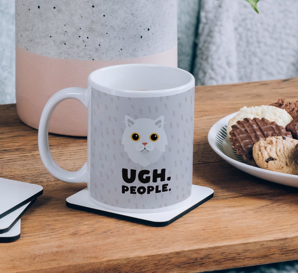 Ugh, People: Personalised {breedCommonName} Mug - on a coffee table