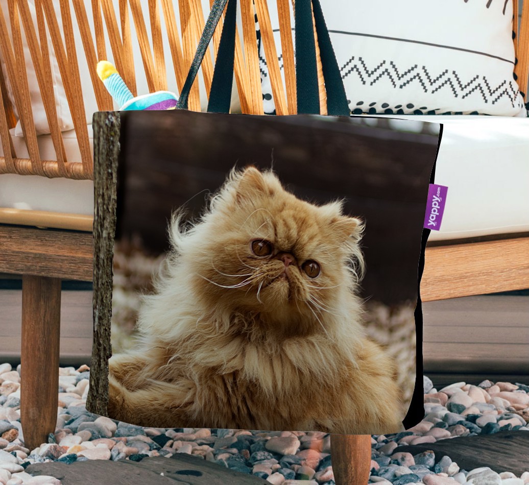 Photo Upload Canvas Bag: Personalized for your {breedCommonName} - hanging on a chair