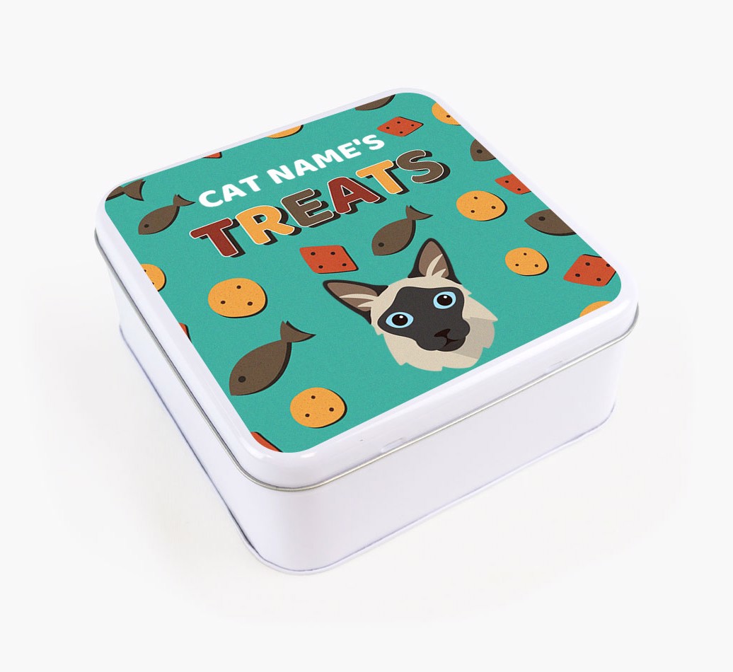 Personalised 'Cat Treat' Square Tin for your {breedFullName}