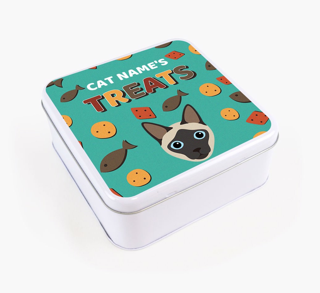 Personalised 'Cat Treat' Square Tin for your {breedFullName}