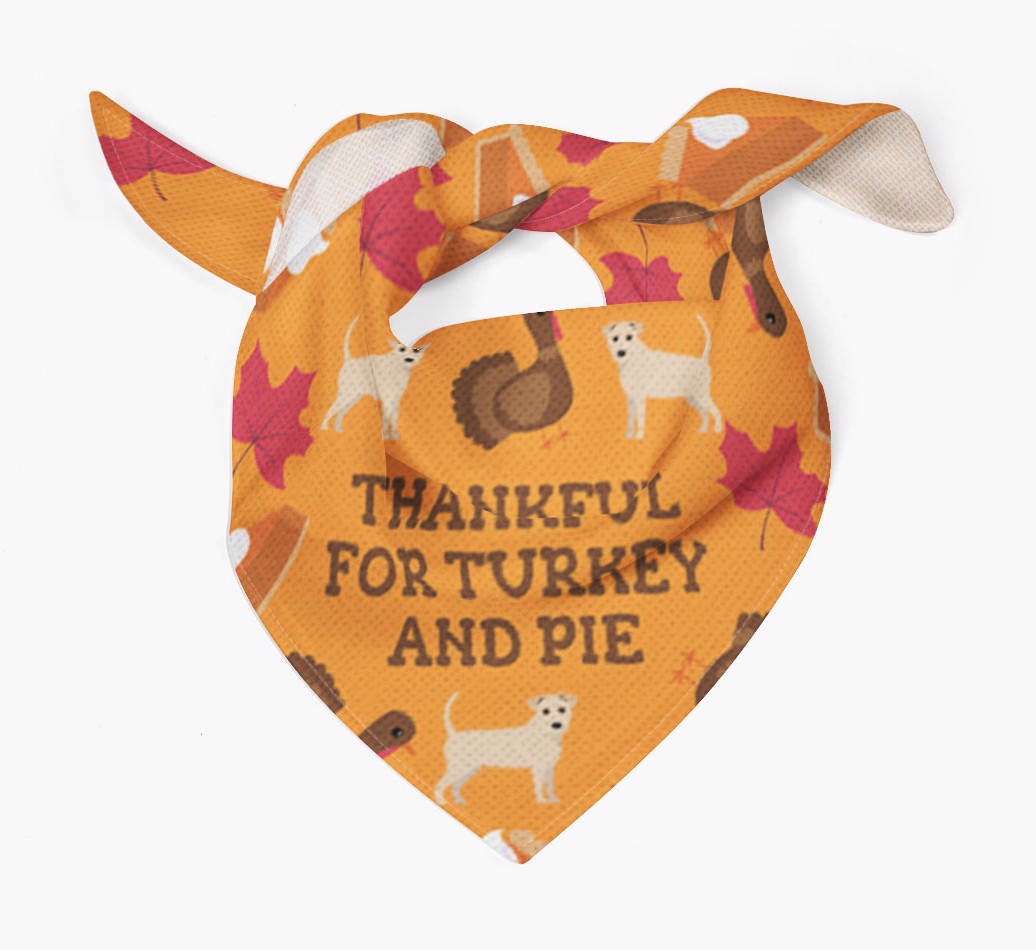 Thankful For Turkey and Pie: Personalized {breedFullName} Bandana