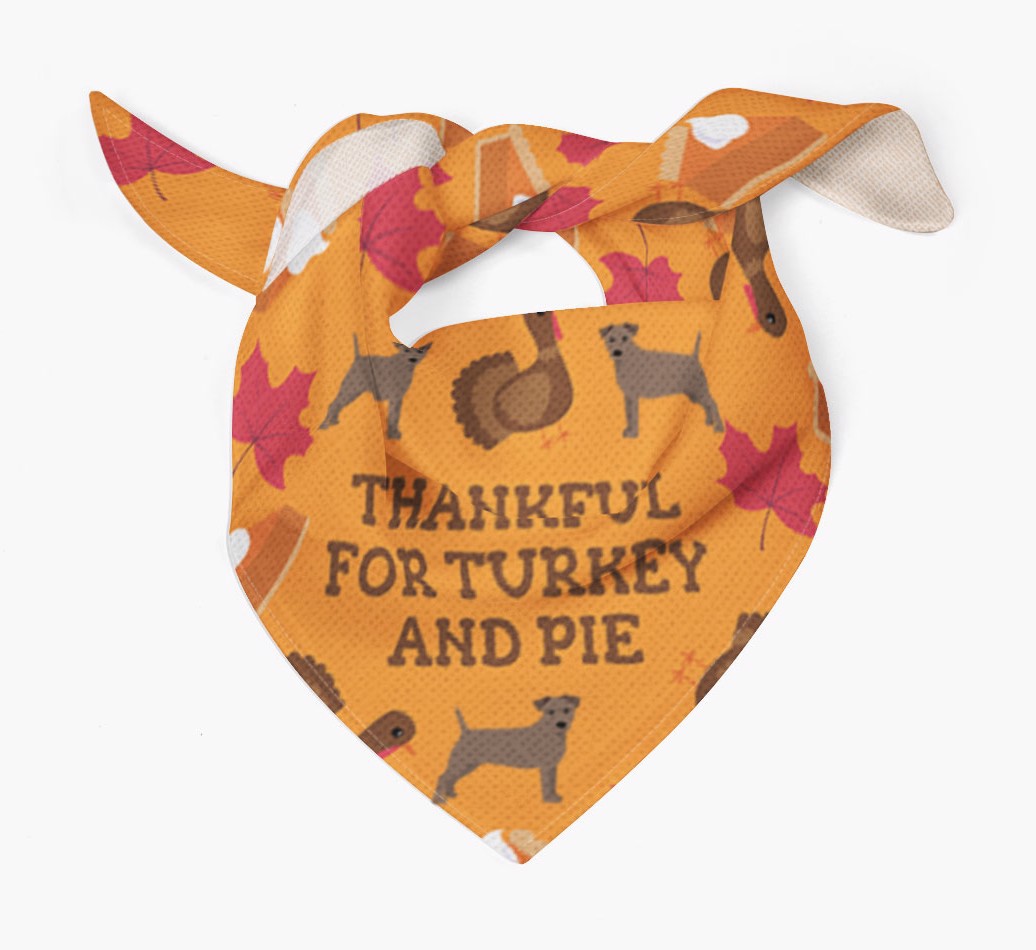 Thankful For Turkey and Pie: Personalized {breedFullName} Bandana