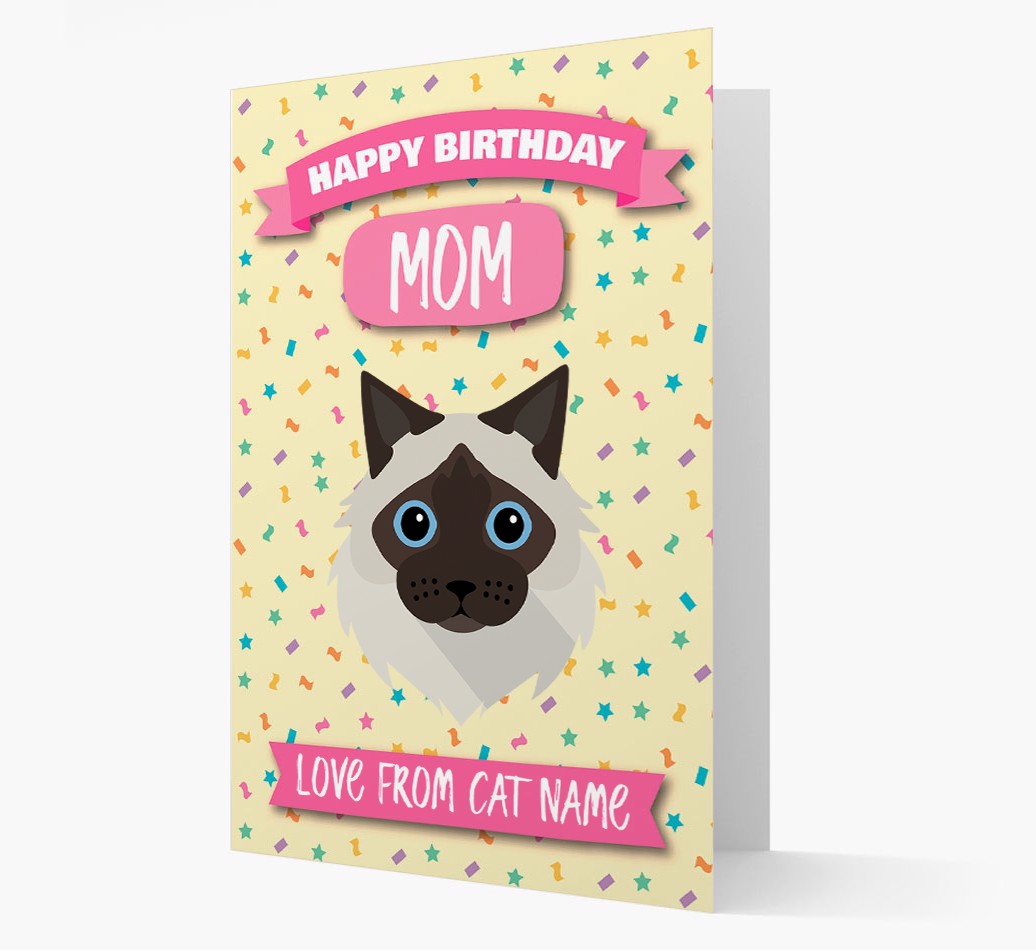 'Happy Birthday Mom' - Personalized {breedCommonName} Card Front