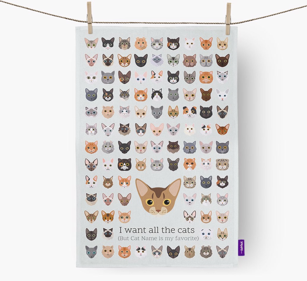 '{breedFullName} 'I want all the cats' Personalized Dish Towel