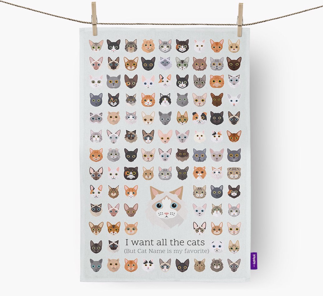'{breedFullName} 'I want all the cats' Personalized Dish Towel