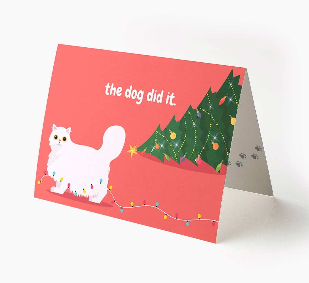 'The Dog Did It' - Personalized {breedFullName} Christmas Card front