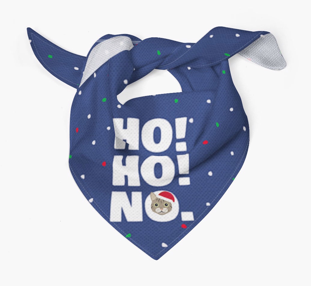 'Ho Ho No!' - Personalized {breedCommonName} Christmas Bandana - Tied