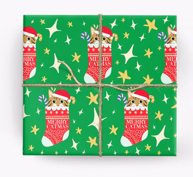 'Merry Catmas' - Personalised {breedFullName} Wrapping Paper