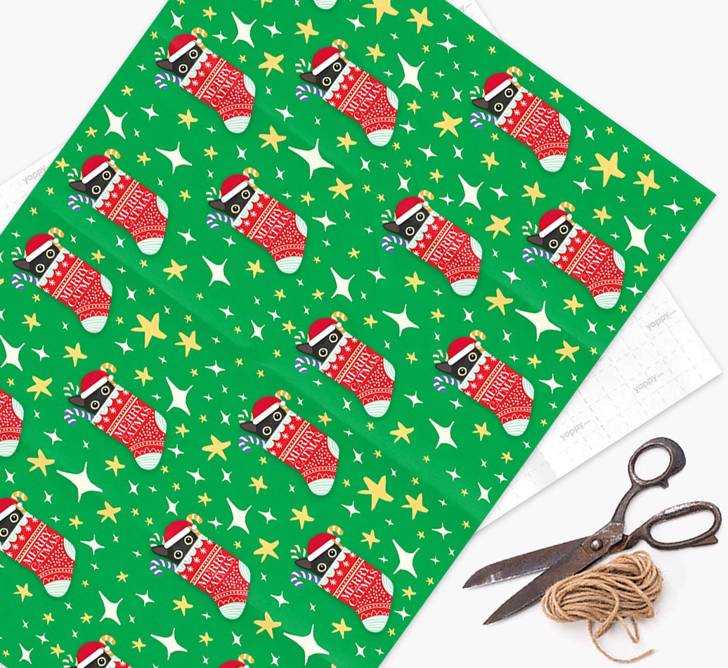 'Merry Catmas' - Personalised {breedFullName} Wrapping Paper - flat