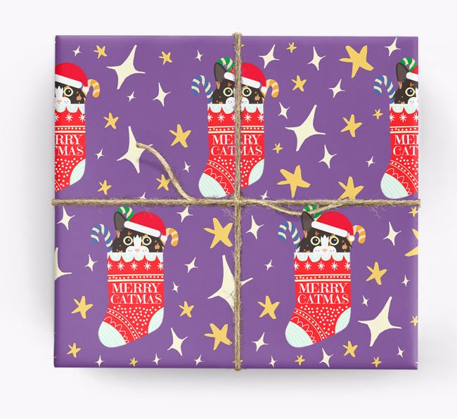 'Merry Catmas' - Personalized {breedFullName} Wrapping Paper