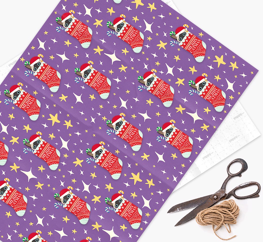 'Merry Catmas' - Personalized {breedFullName} Wrapping Paper - flat