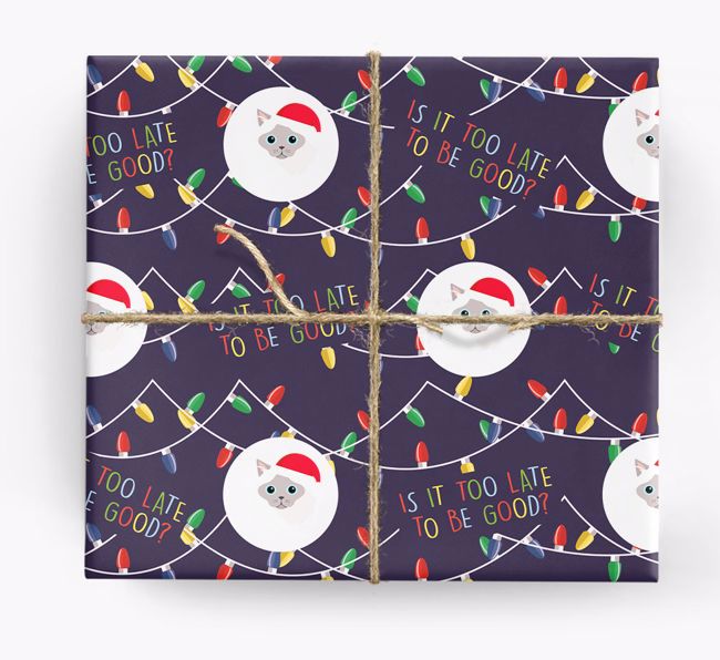 'Is It Too Late?' - Personalized {breedFullName} Christmas Wrapping Paper