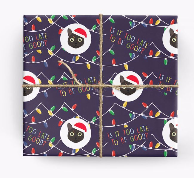 'Is It Too Late?' - Personalized {breedFullName} Christmas Wrapping Paper