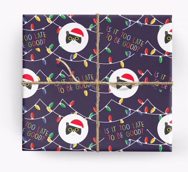 'Is It Too Late?' - Personalized {breedFullName} Christmas Wrapping Paper