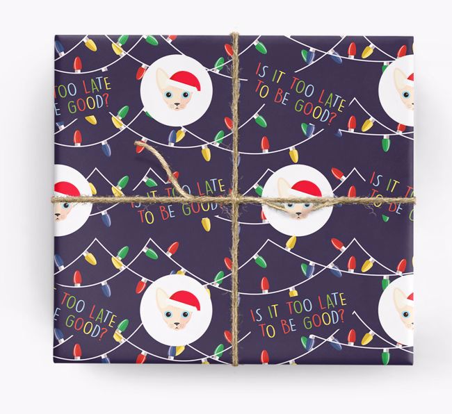 'Is It Too Late?' - Personalized {breedFullName} Christmas Wrapping Paper