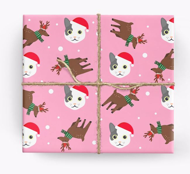 'Reindeer Pattern' - Personalised {breedFullName} Wrapping Paper