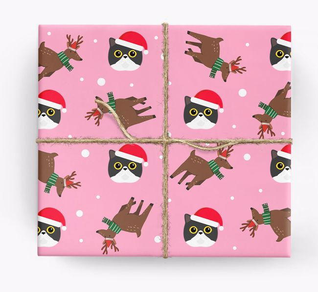 'Reindeer Pattern' - Personalised {breedFullName} Wrapping Paper