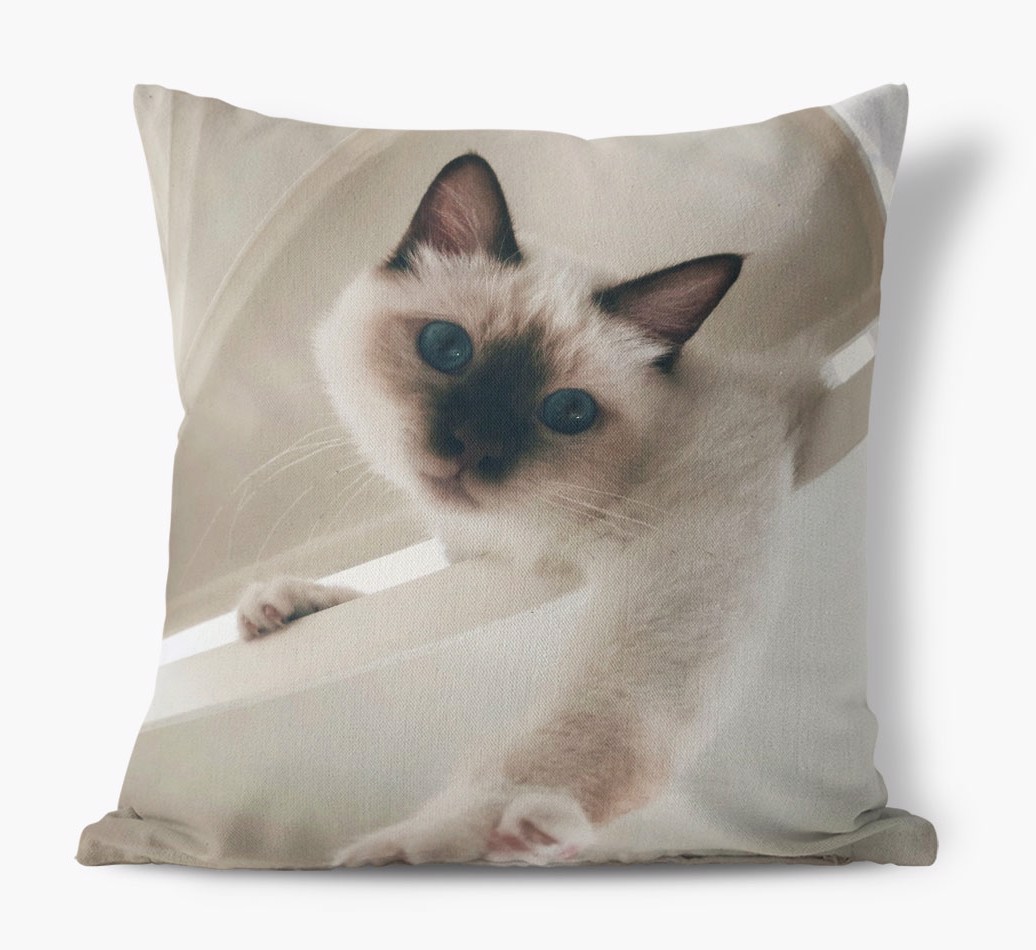 Photo Upload Canvas Cushion front view featuring your dog
