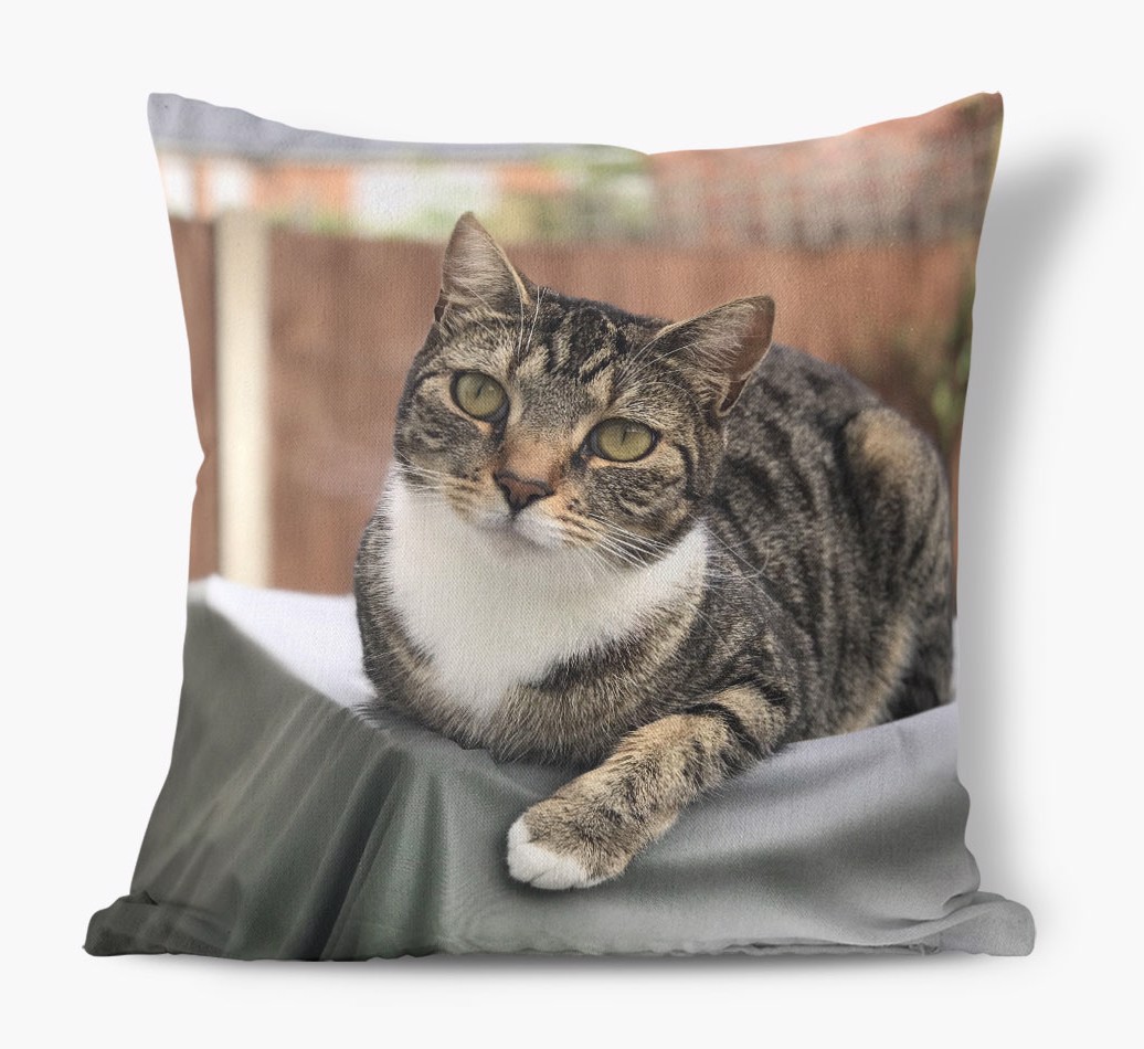 Photo Upload Canvas Cushion front view featuring your dog