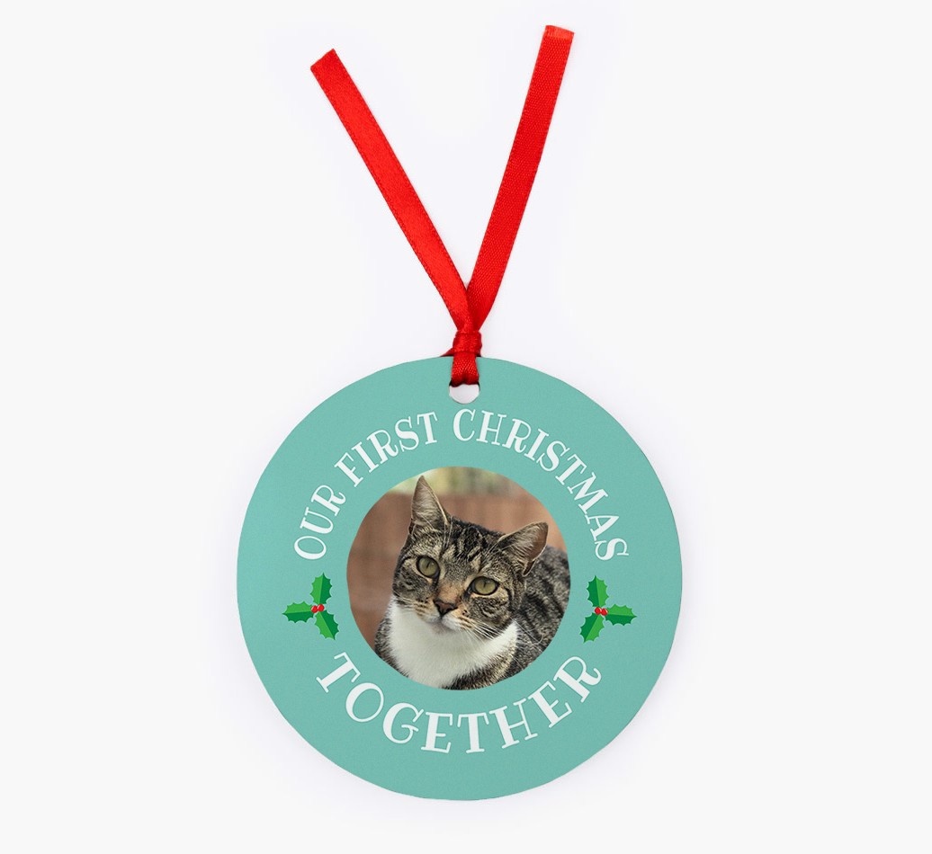 'Our First Christmas' - Personalized {breedFullName} Ornament - Front