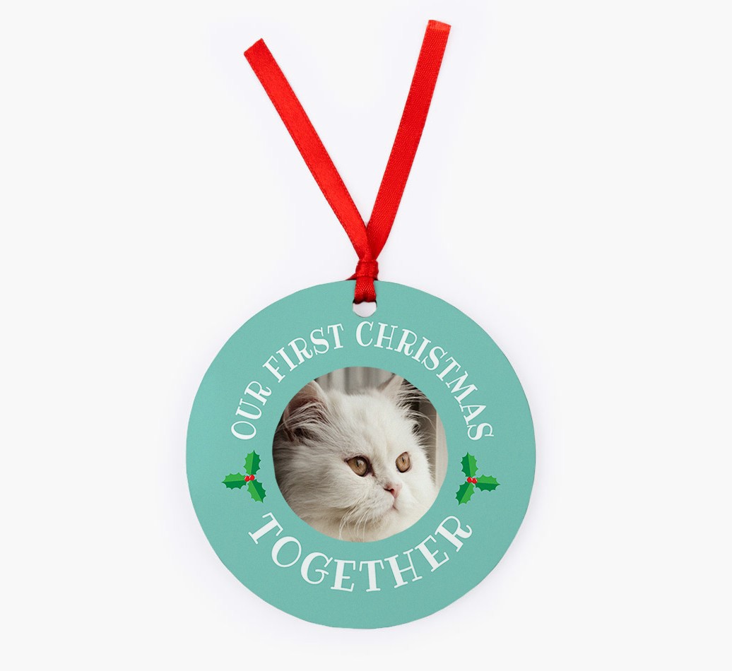 'Our First Christmas' - Personalised {breedFullName} Ornament - Front