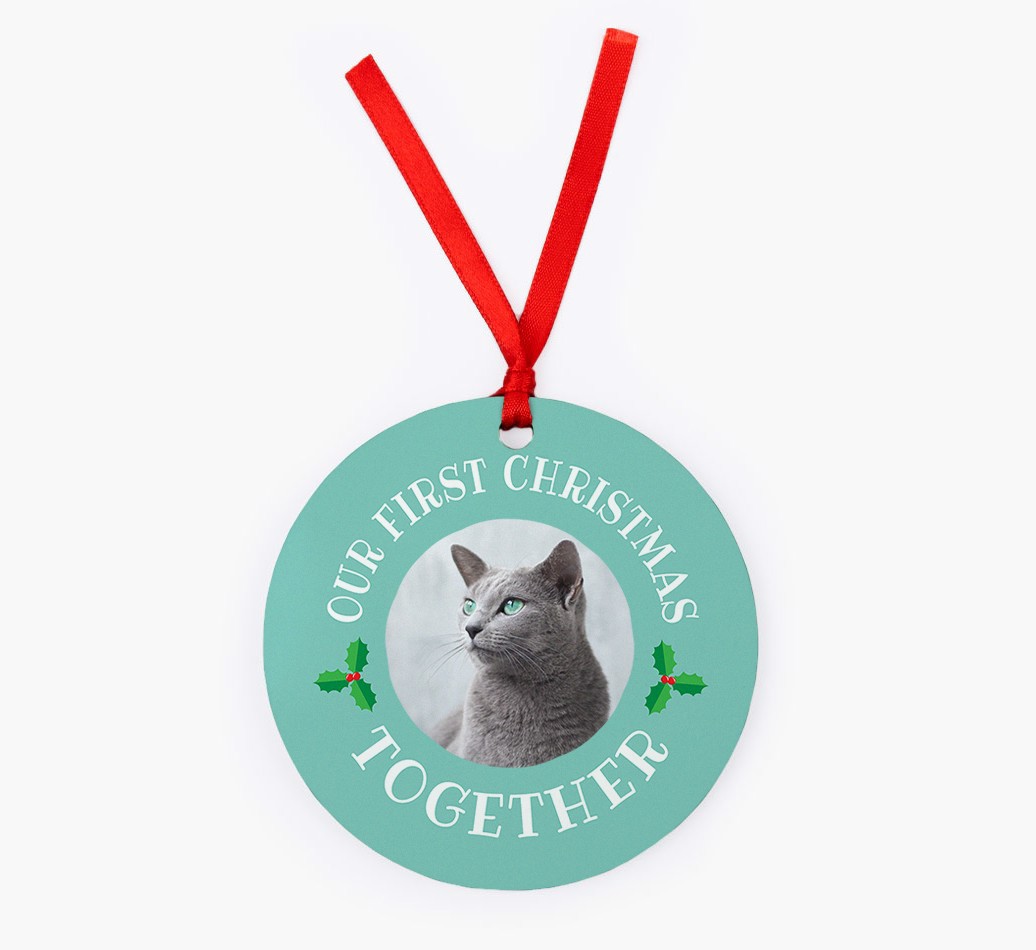 'Our First Christmas' - Personalised {breedFullName} Ornament - Front