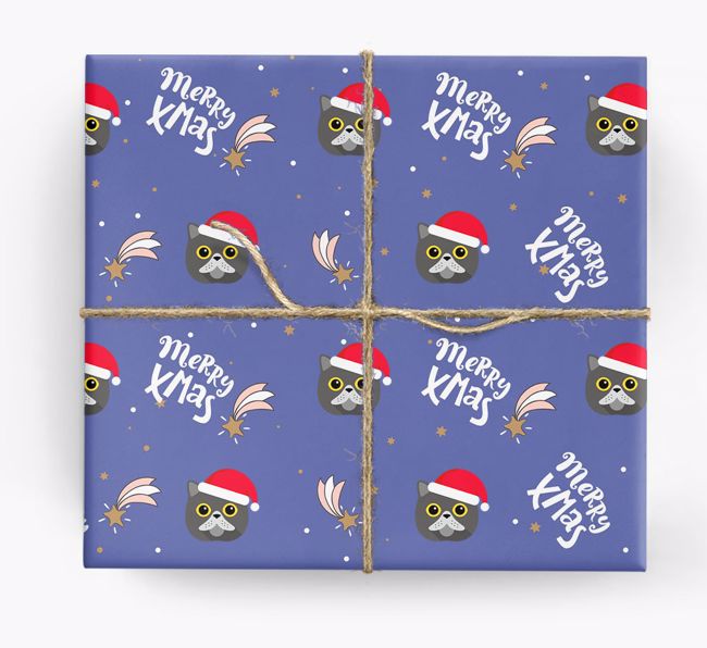 'Merry X-Mas' - Personalized {breedFullName} Wrapping Paper