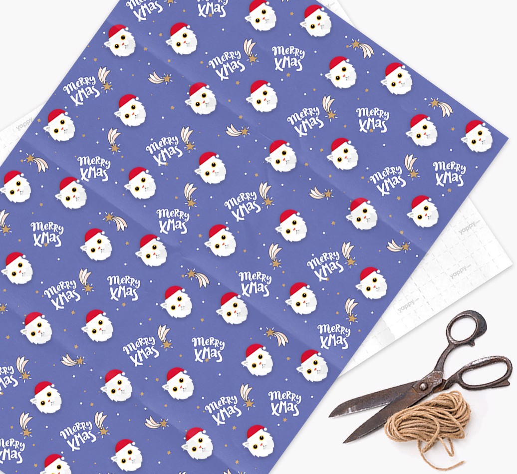 'Merry X-Mas' - Personalized {breedFullName} Wrapping Paper - flat