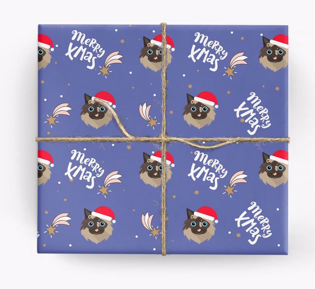 'Merry X-Mas' - Personalized {breedFullName} Wrapping Paper