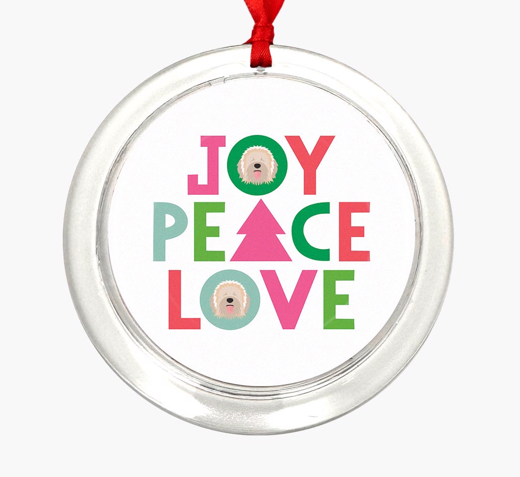 'Joy Peace Love' - Personalized {breedFullName} Ornament