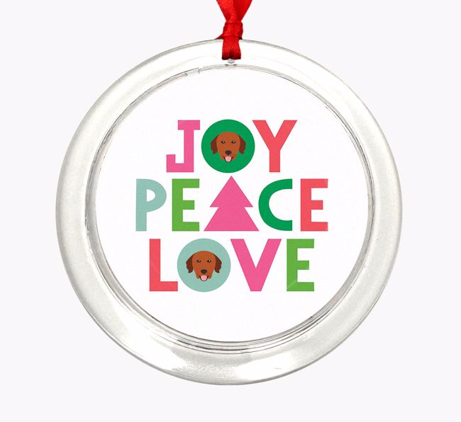  'Joy Peace Love' - {breedFullName} Christmas Decoration