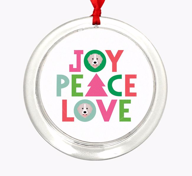  'Joy Peace Love' - {breedFullName} Christmas Decoration