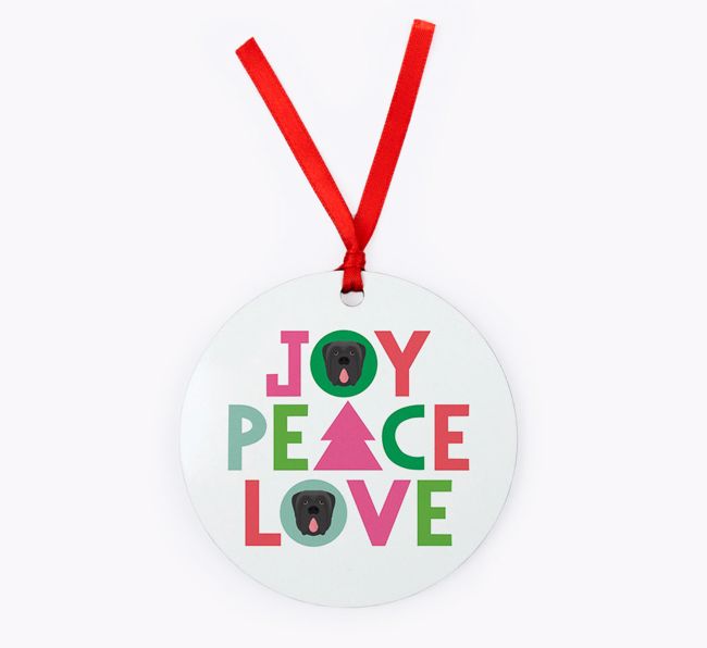  'Joy Peace Love' - {breedFullName} Christmas Decoration