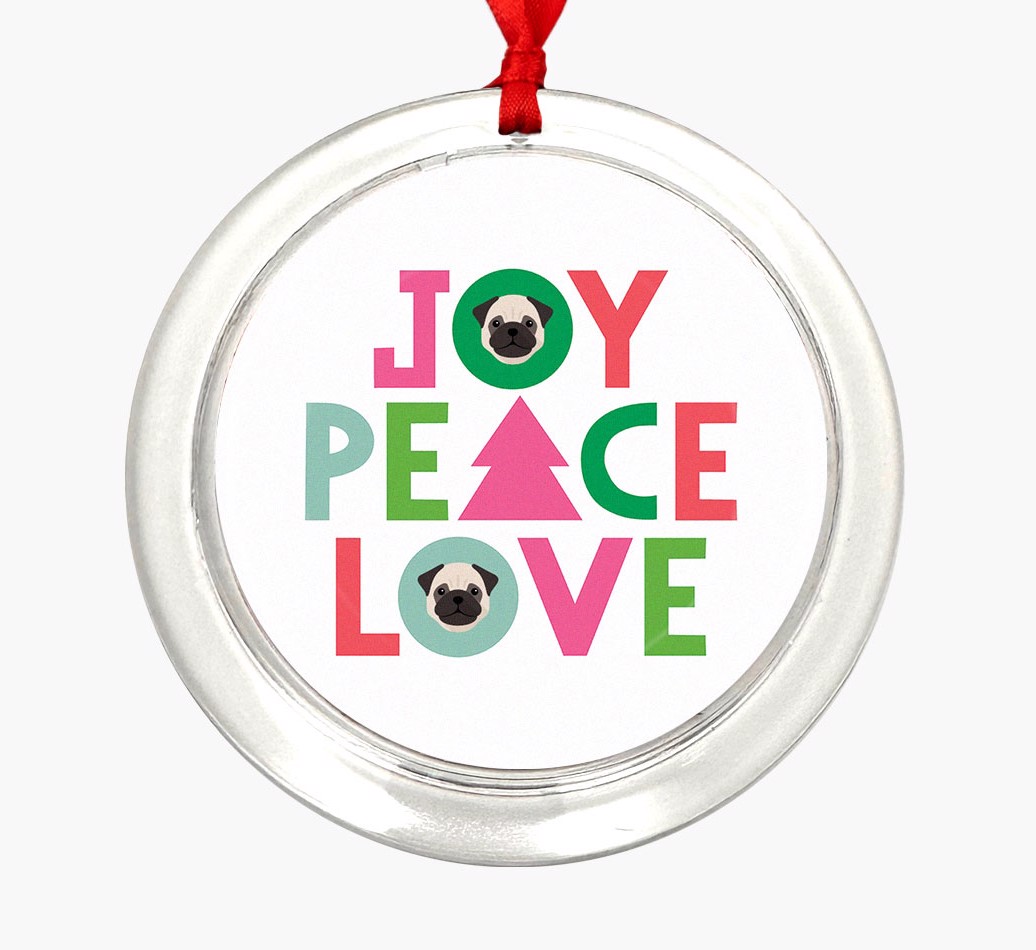 'Joy Peace Love' - Personalized {breedFullName} Ornament