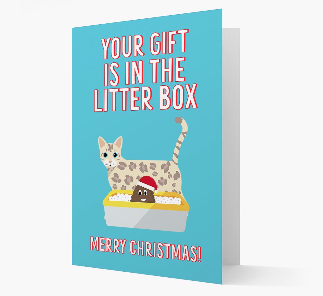 'Litter Box Gift' - Personalized {breedFullName} Christmas Card front