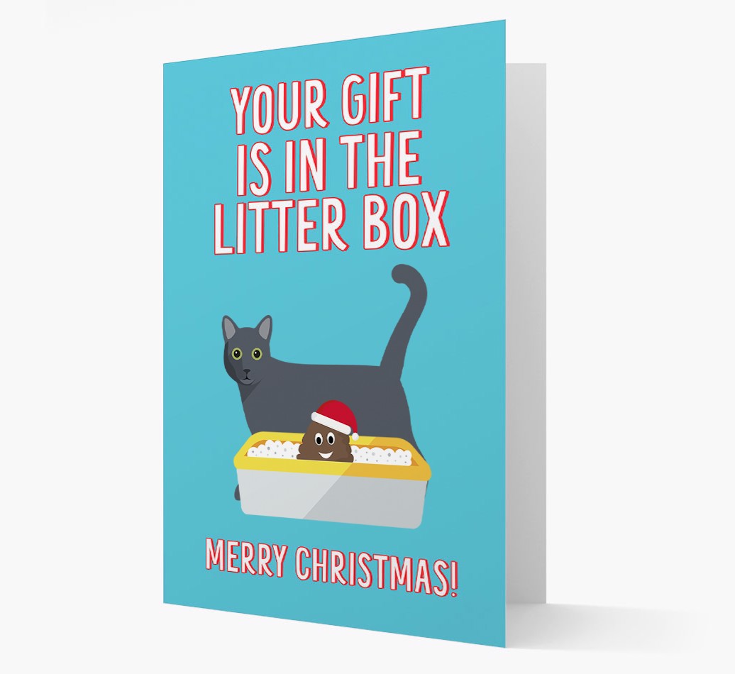 'Litter Box Gift' - Personalised {breedFullName} Christmas Card front