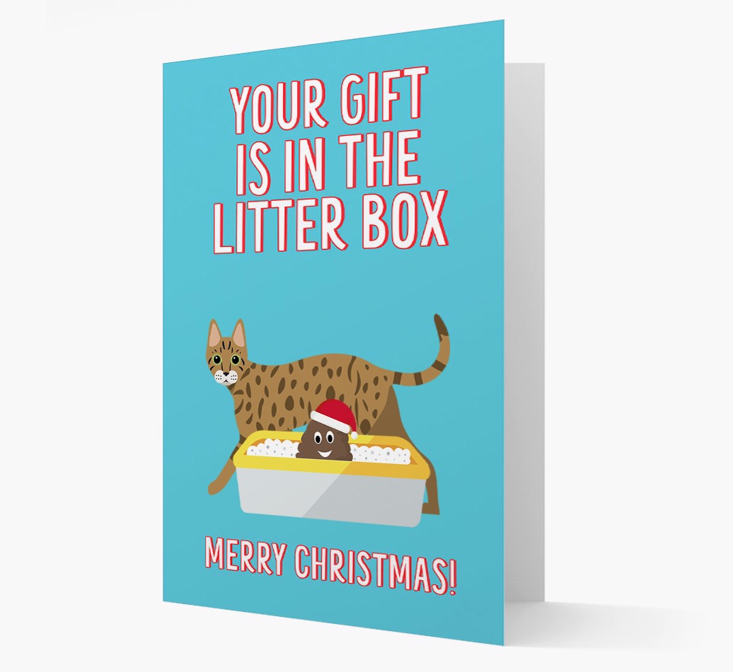 'Litter Box Gift' - Personalised {breedFullName} Christmas Card front