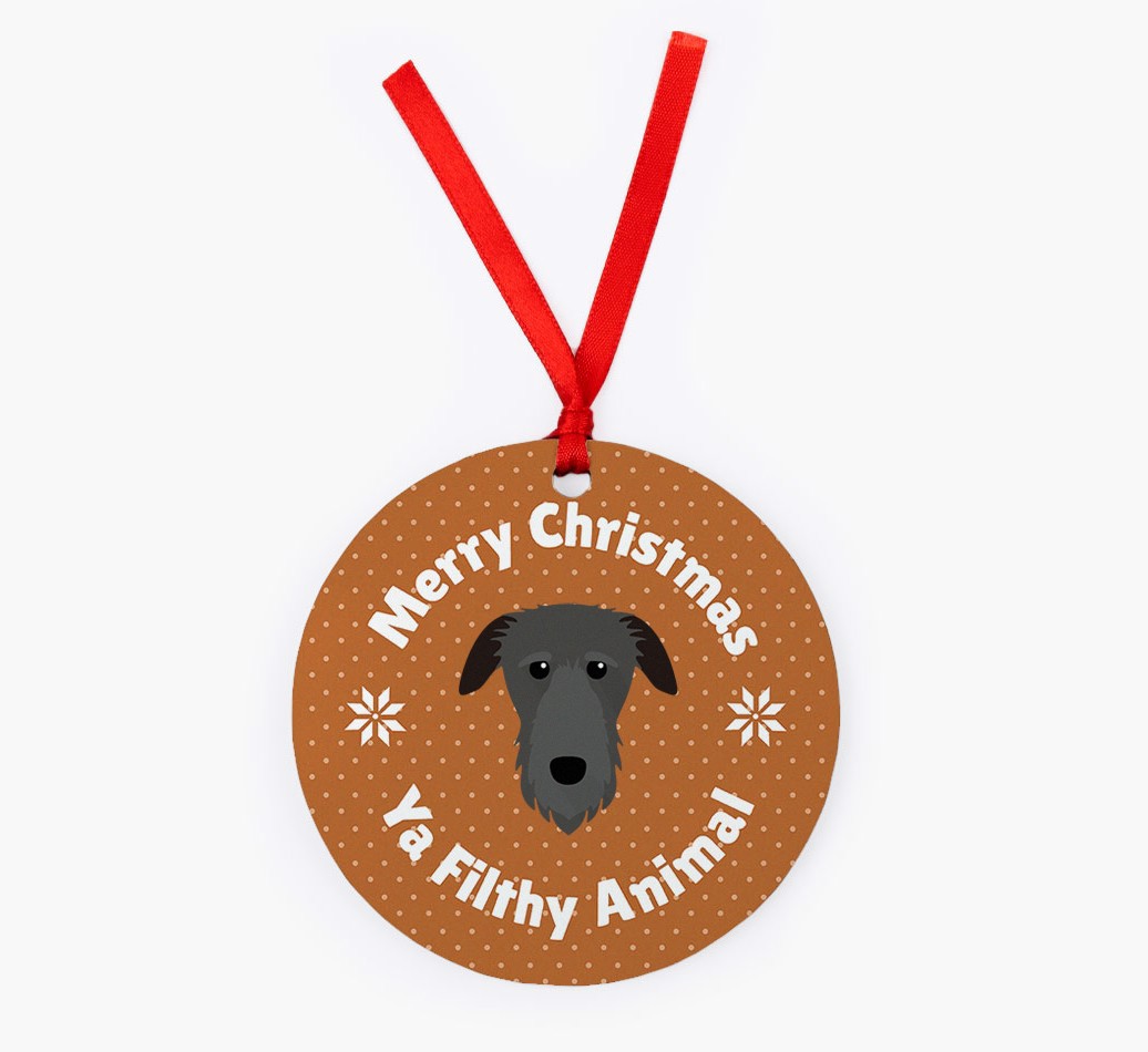 'Filthy Animal' - Personalised {breedFullName} Ornament - Front