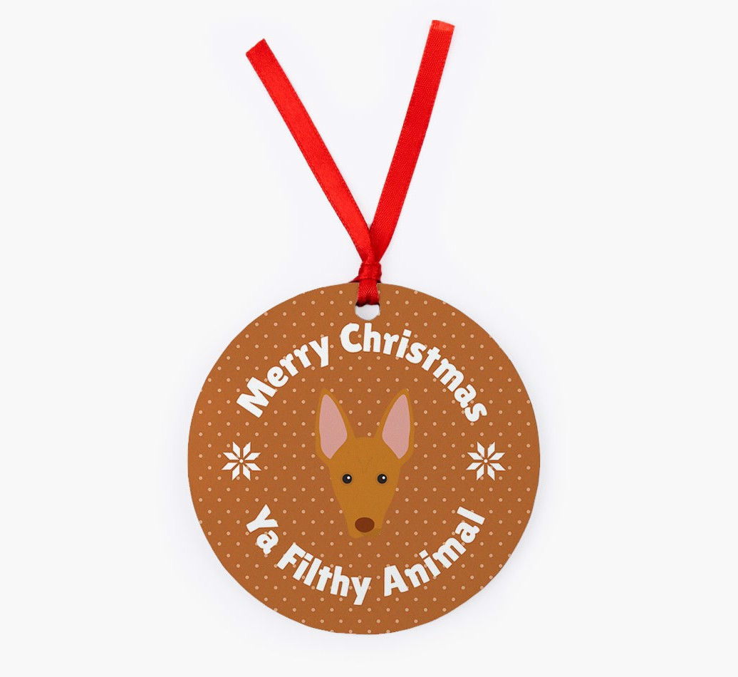 'Filthy Animal' - Personalised {breedFullName} Ornament - Front