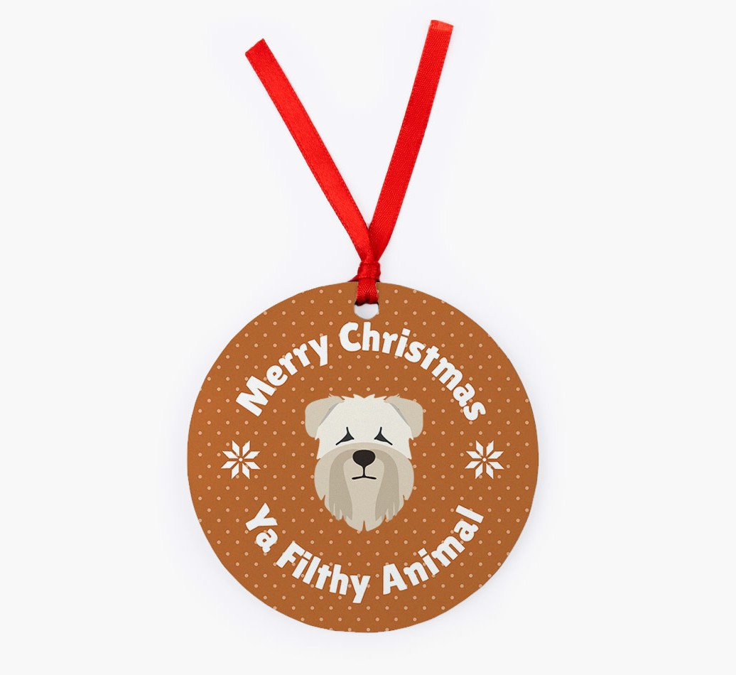 'Filthy Animal' - Personalised {breedFullName} Ornament - Front