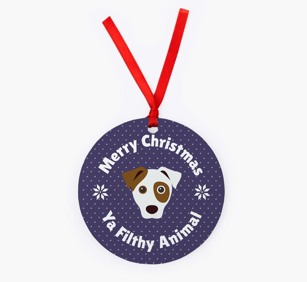 'Filthy Animal' - Personalized {breedFullName} Ornament - Front