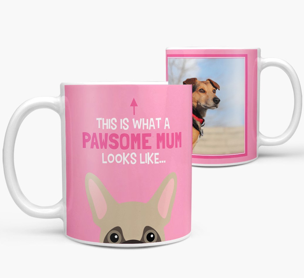 Personalised 'This Is What A Pawsome Mum Looks Like...' Mug both views