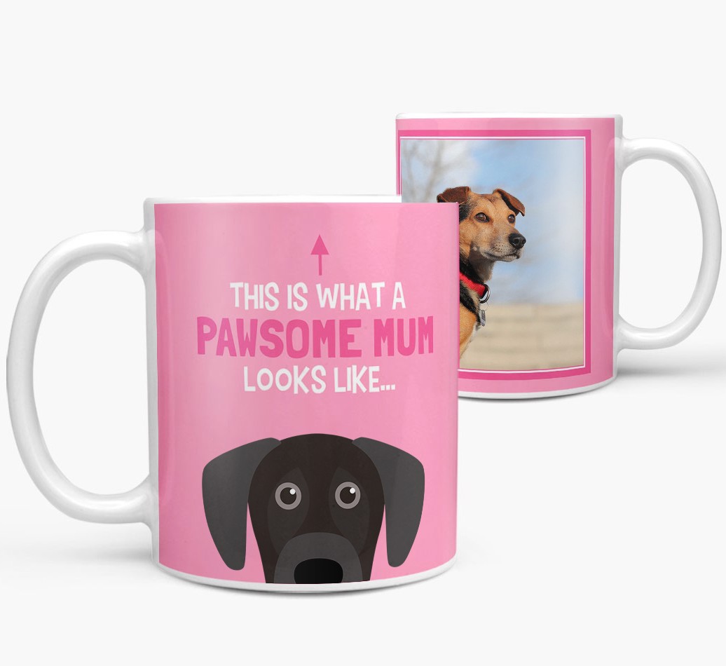 Personalised 'This Is What A Pawsome Mum Looks Like...' Mug both views