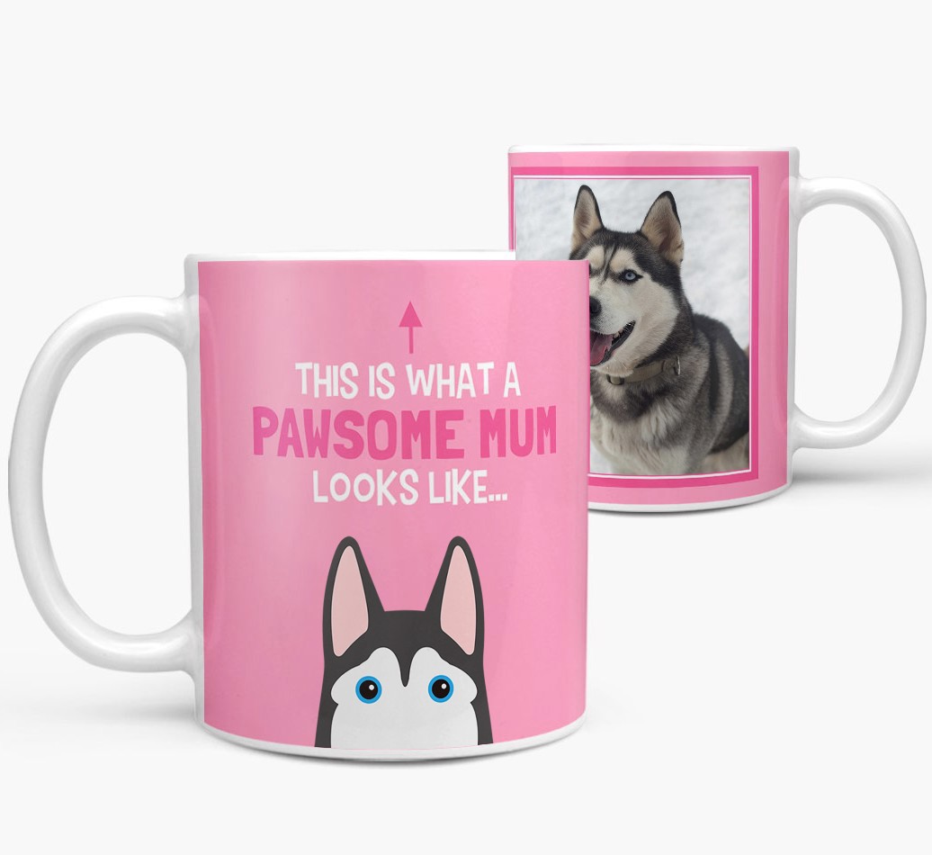 Personalised 'This Is What A Pawsome Mum Looks Like...' Mug both views