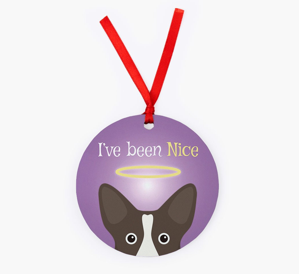 'I've Been Nice' - Personalised {breedFullName} Ornament - Front