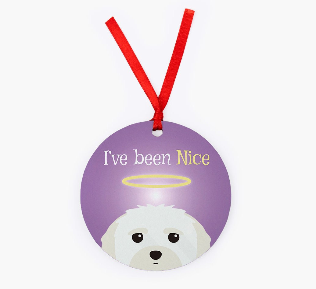 'I've Been Nice' - Personalised {breedFullName} Ornament - Front